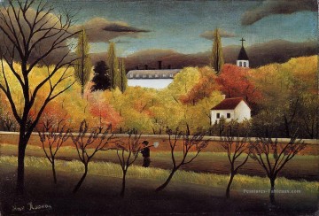 paysage avec agriculteur 1896 Henri Rousseau post impressionnisme Naive primitivisme Peinture à l'huile